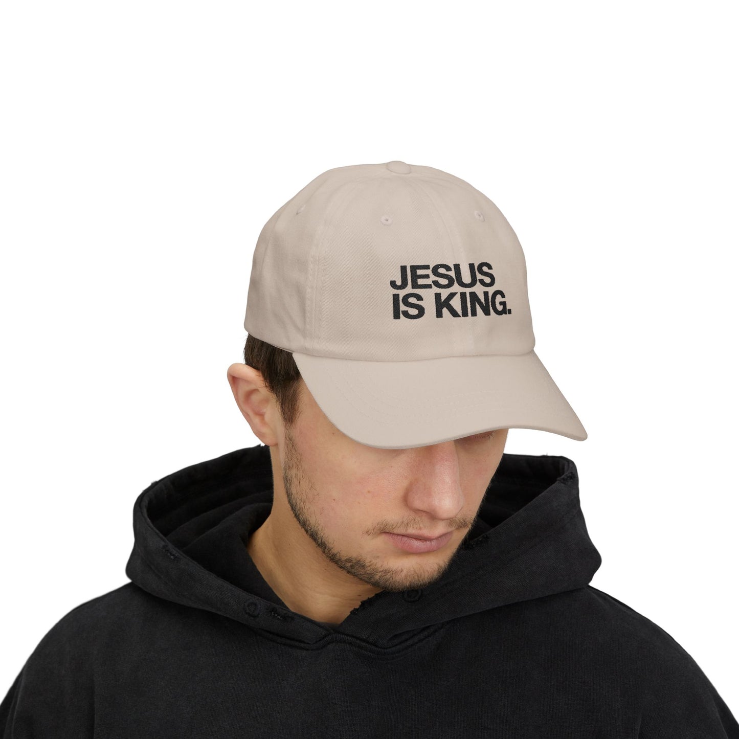 Jesus Is King Dad Cap — Embroidered Christian Baseball Hat
