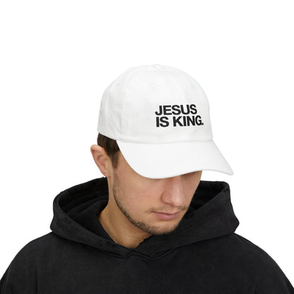 Jesus Is King Dad Cap — Embroidered Christian Baseball Hat